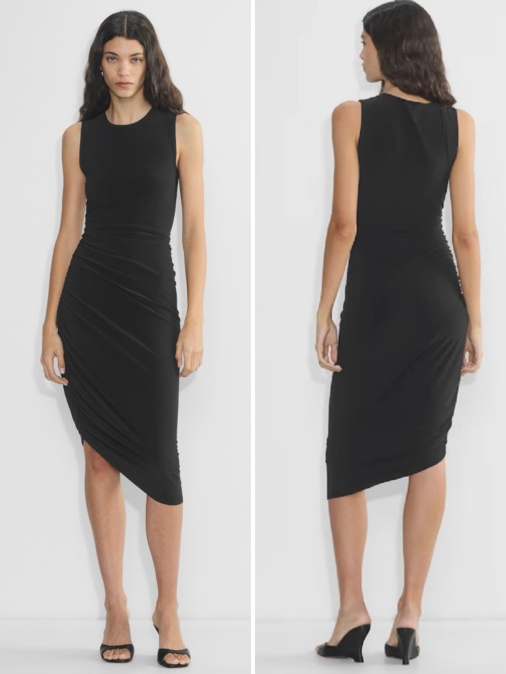 Aritzia Wilfred Smooth Matter Black Eavesdrop Dress Size XLarge